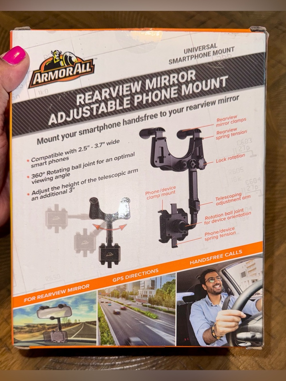ArmorAll Rearview Mirror Adjustable Phone Mount
